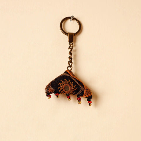Black Handcrafted Kutch Hand Embroidery Keychain 
