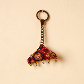 Red Handcrafted Kutch Hand Embroidery Keychain 