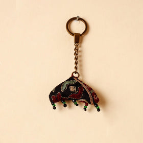 Black Handcrafted Kutch Hand Embroidery Keychain 