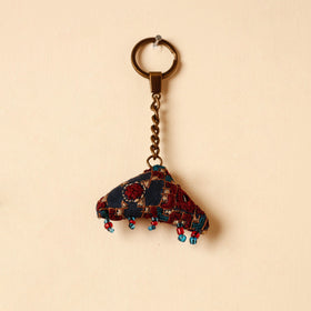 Black Handcrafted Kutch Hand Embroidery Keychain 