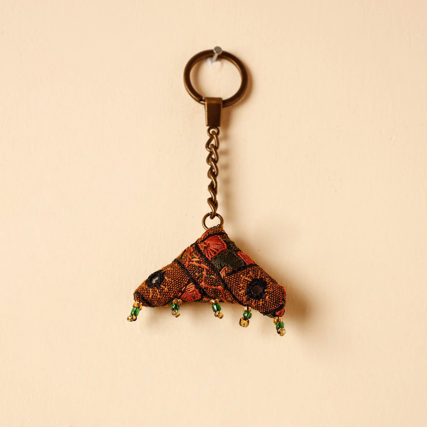 Black Handcrafted Kutch Hand Embroidery Keychain 