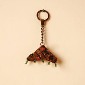 Black Handcrafted Kutch Hand Embroidery Keychain 