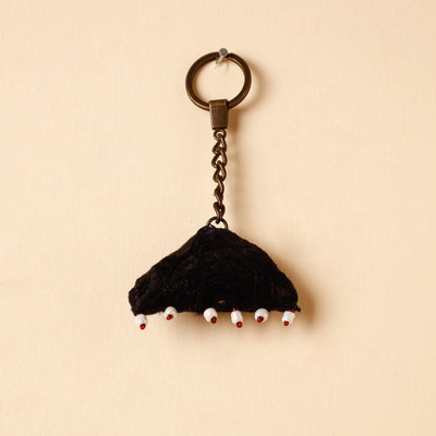 Black Handcrafted Kutch Hand Embroidery Keychain 