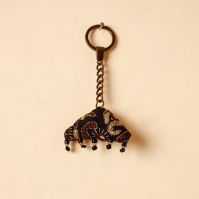 Black Handcrafted Kutch Hand Embroidery Keychain 