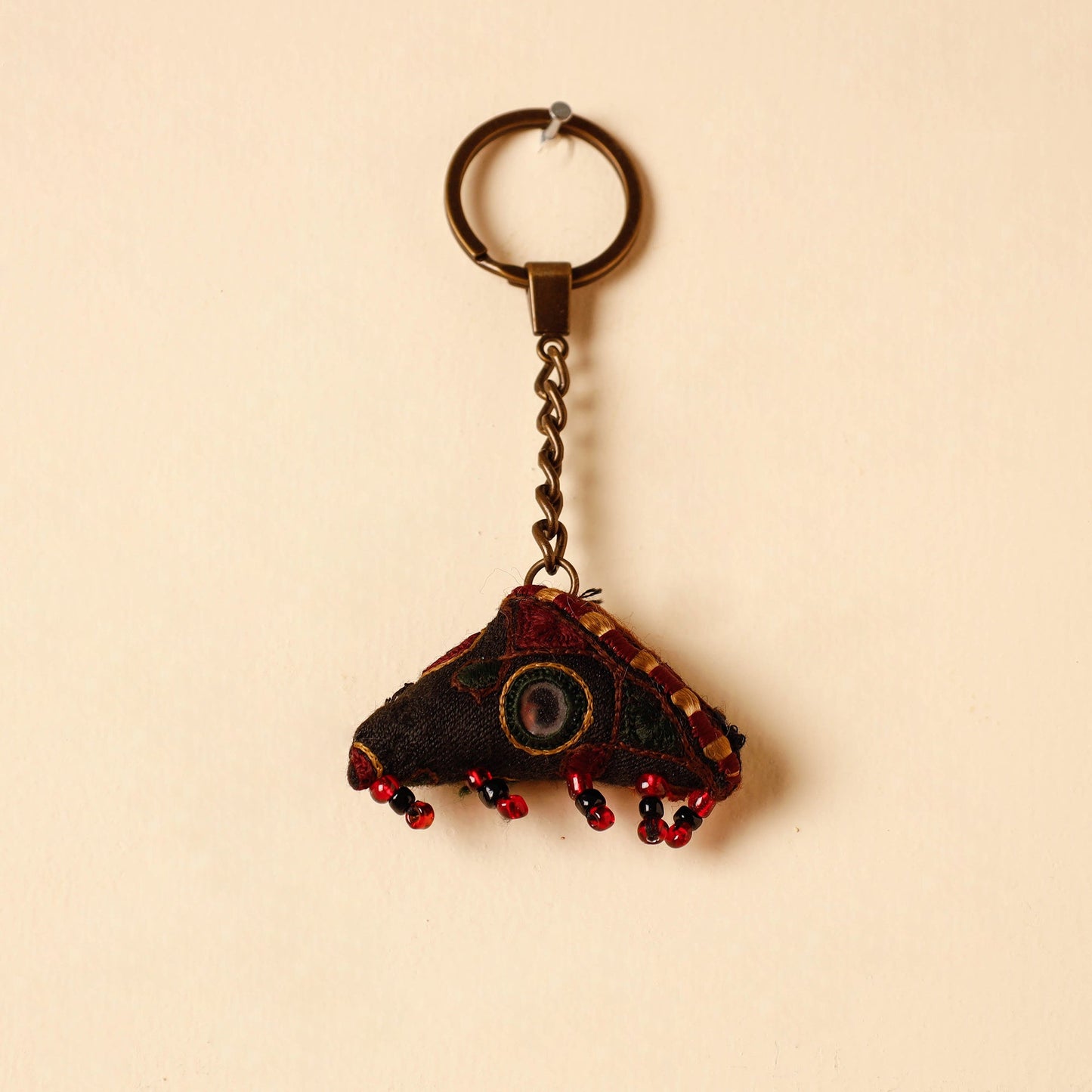 Brown Handcrafted Kutch Hand Embroidery Keychain 