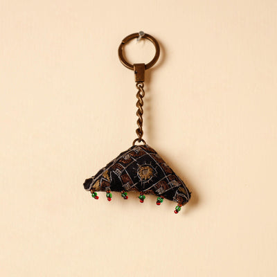 Black Handcrafted Kutch Hand Embroidery Keychain 
