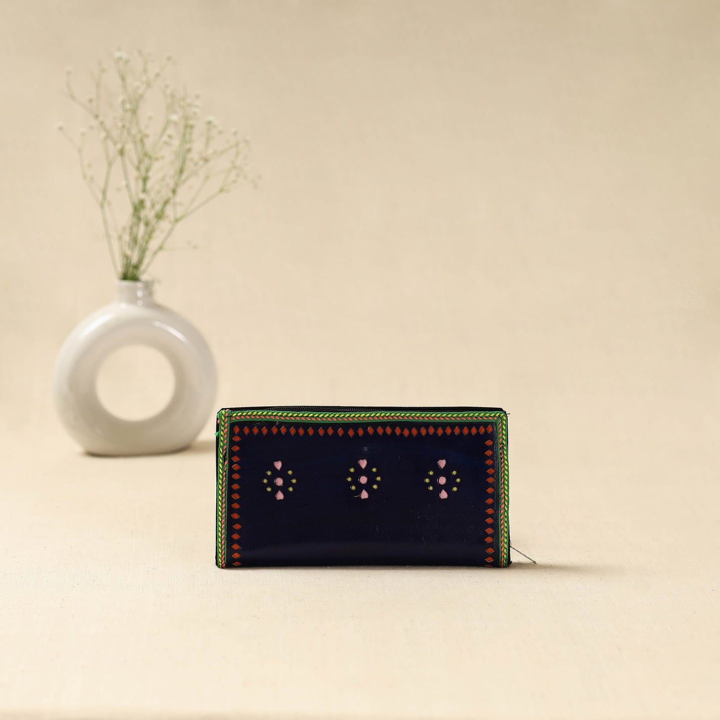 Black - handcrafted kutch leather clutch / wallet 38