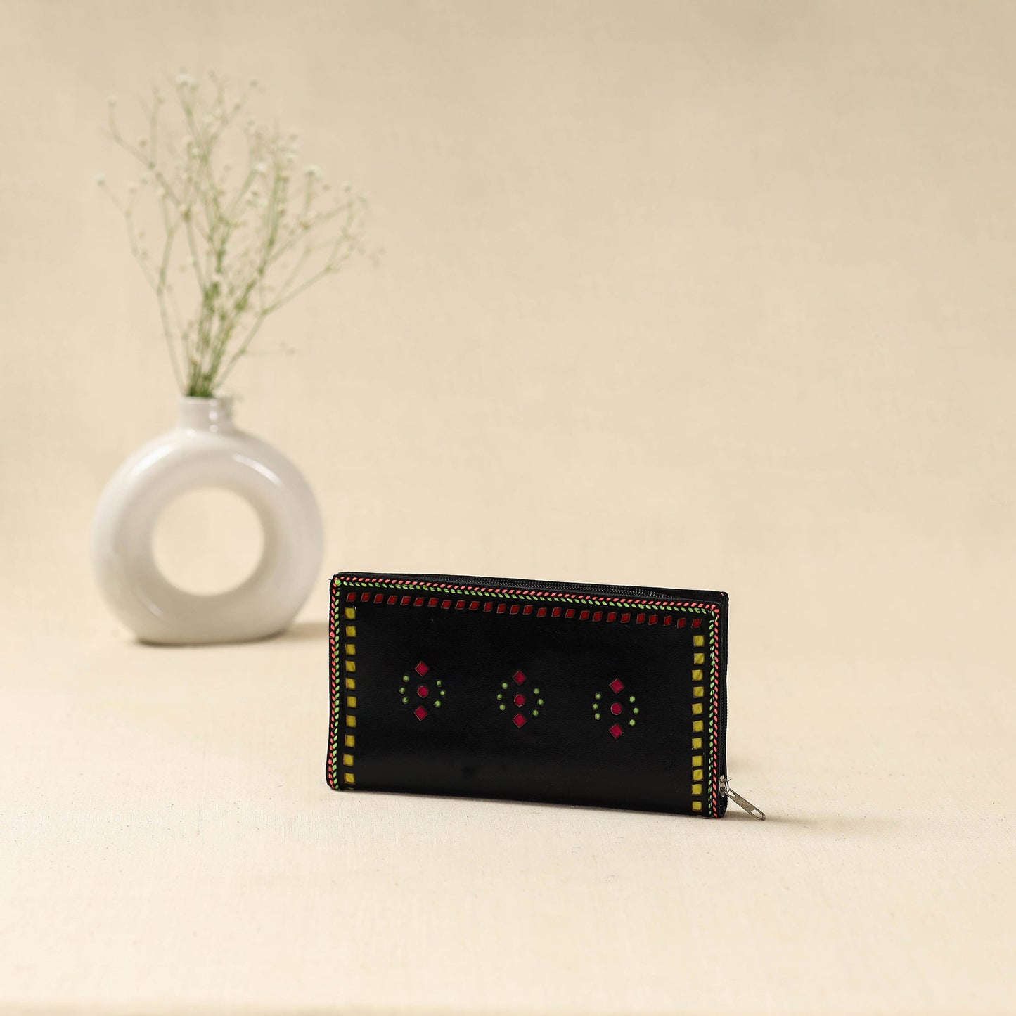 Black - handcrafted kutch leather clutch / wallet 40