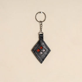 Black - handcrafted kutch leather keychain 07