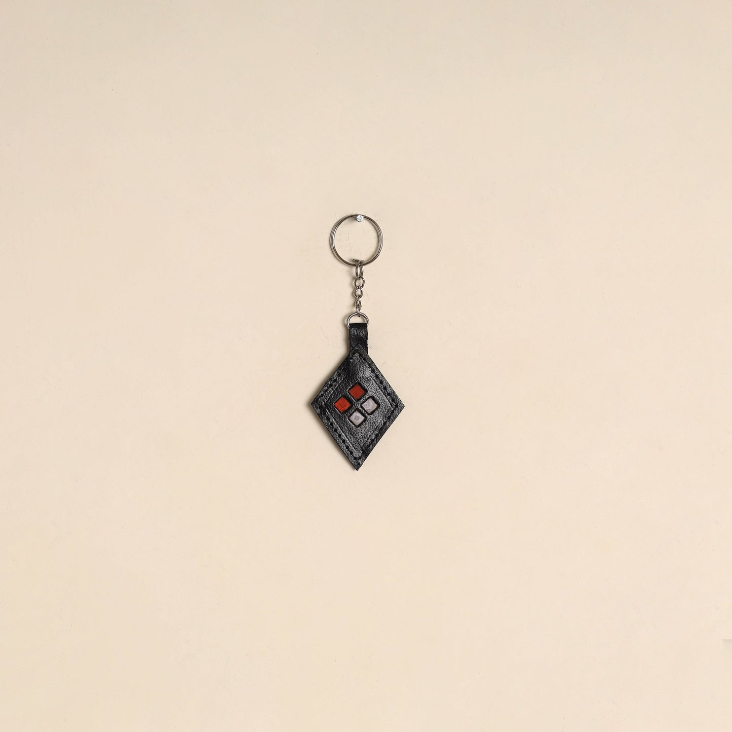 Black - handcrafted kutch leather keychain 07