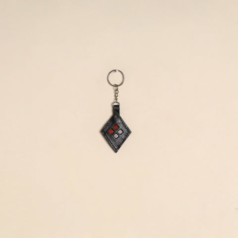 Black - handcrafted kutch leather keychain 07