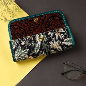 Black Handcrafted Kutch Leather Block Printed Spectacle Case