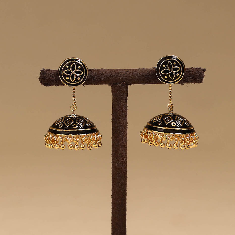 Handcrafted paka meenakari jhumki earrings 194