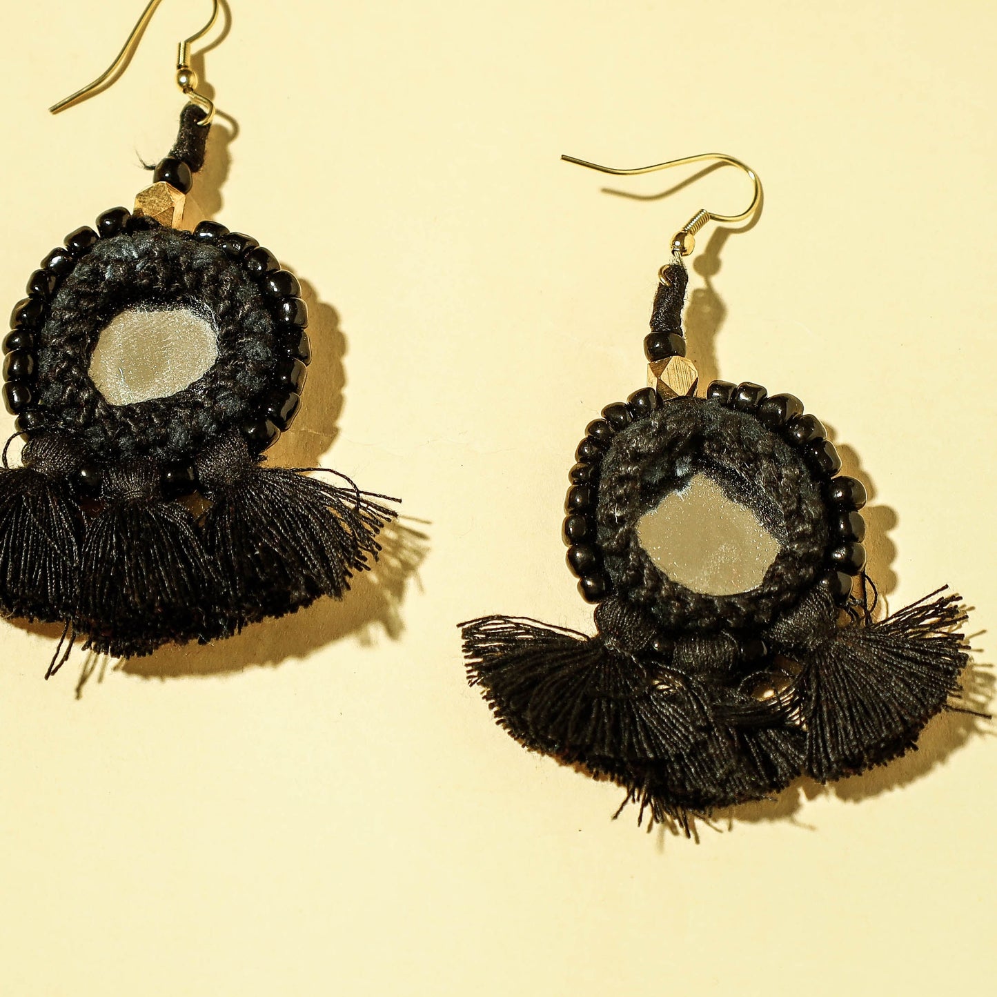 Handcrafted Patwa Mirror & Threadwork Earrings