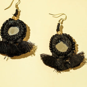 Handcrafted Patwa Mirror & Threadwork Earrings