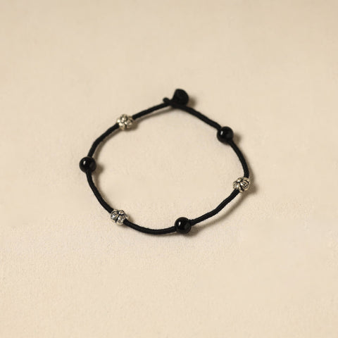 Black - handcrafted patwa thread & beadwork anklet