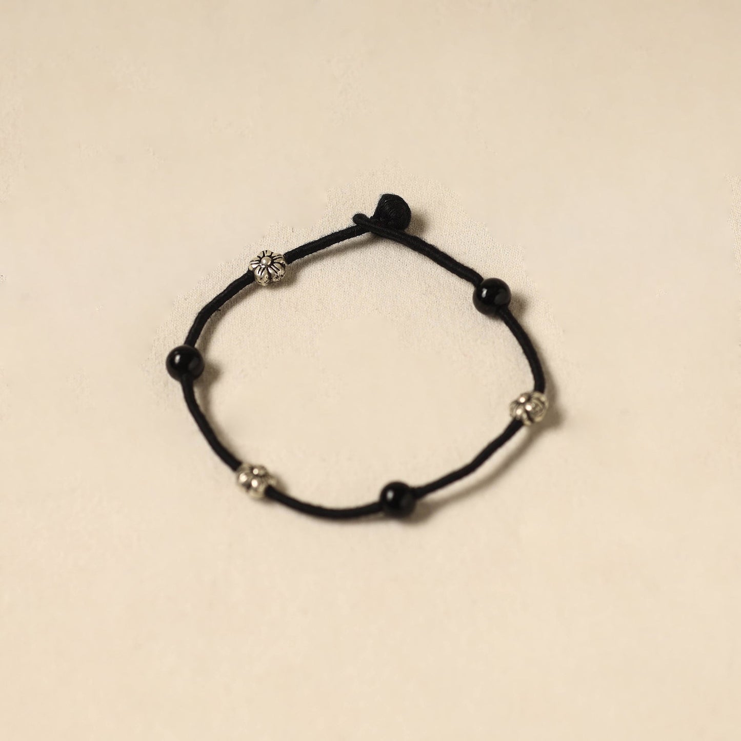 Black - handcrafted patwa thread & beadwork anklet