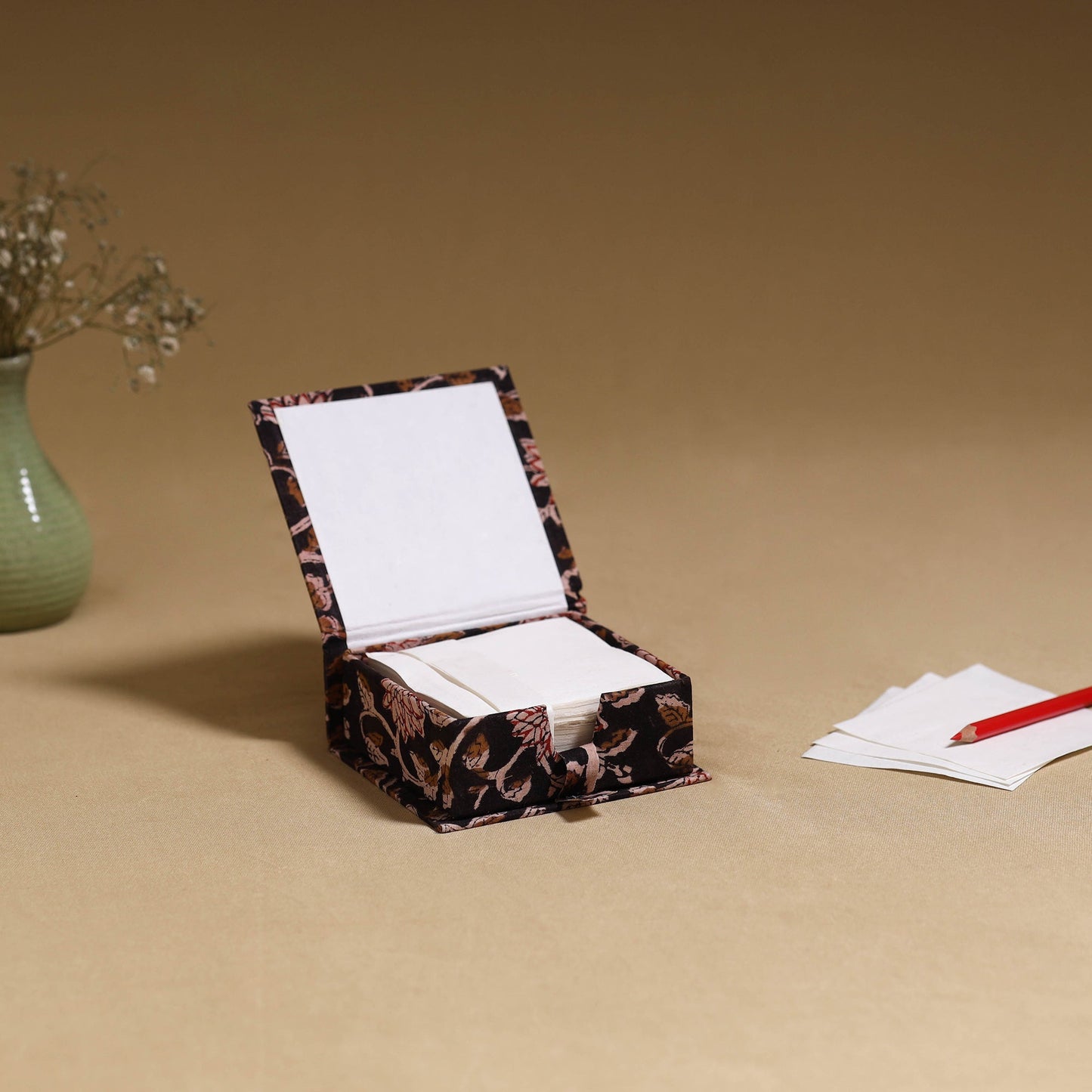 Black - handcrafted printed card holder with slips 33