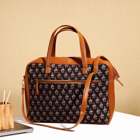  Handcrafted Ajrakh Block Printed Cotton Laptop Bag 