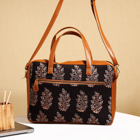  Handcrafted Ajrakh Block Printed Cotton Laptop Bag 
