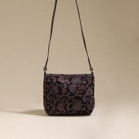 Handcrafted quilted ajrakh block printed fabric sling bag