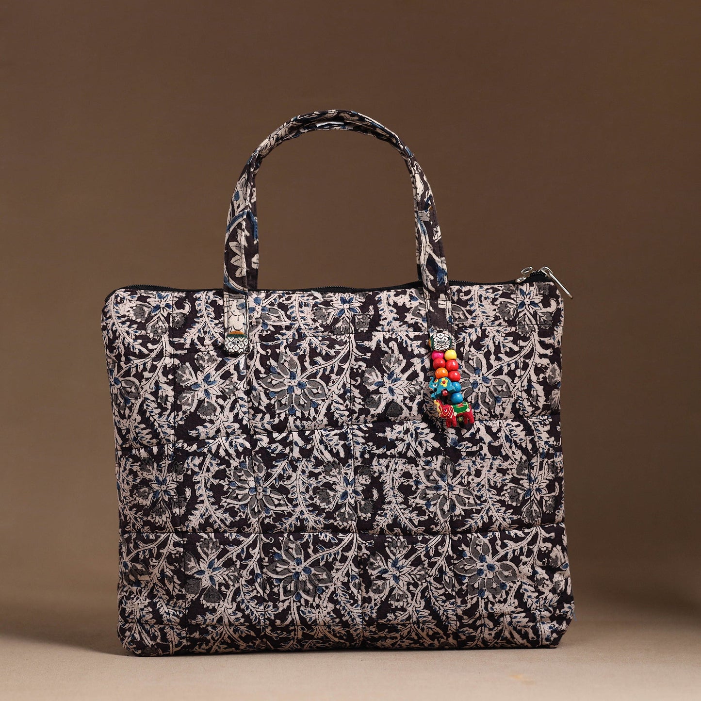 Black Handcrafted Quilted Cotton Hand Bag 03