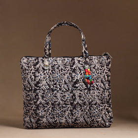 Black Handcrafted Quilted Cotton Hand Bag 03