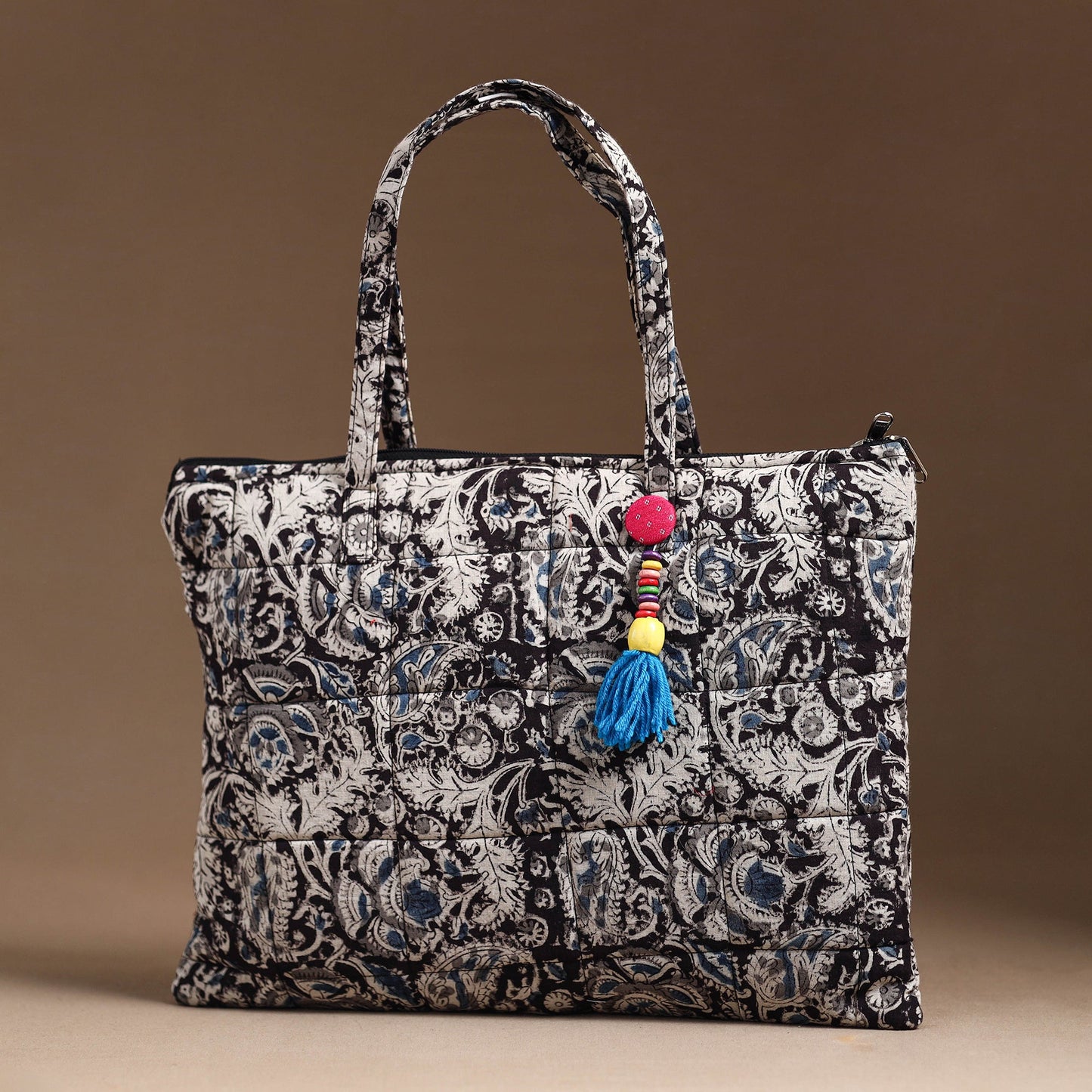 Black Handcrafted Quilted Cotton Hand Bag 06