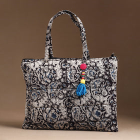 Black Handcrafted Quilted Cotton Hand Bag 06