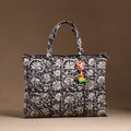 Black Handcrafted Quilted Cotton Hand Bag 09