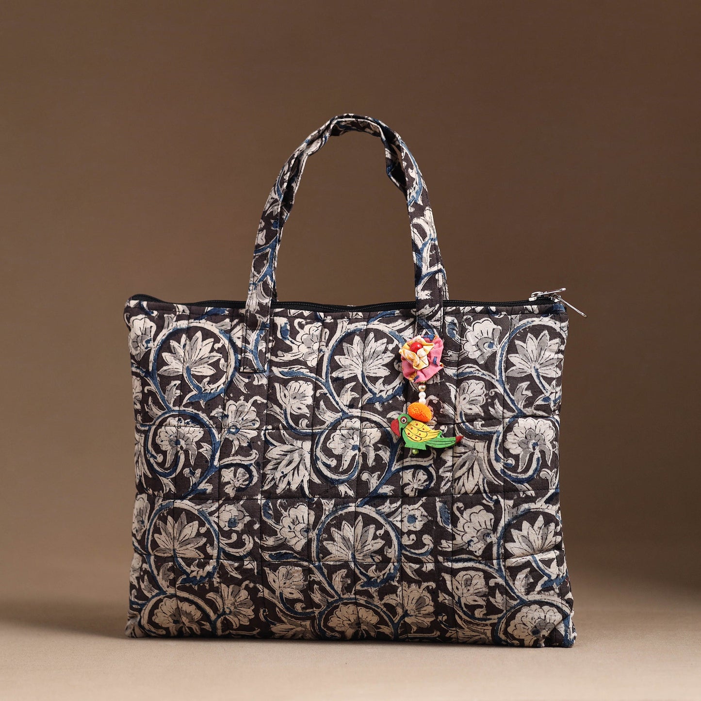 Black Handcrafted Quilted Cotton Hand Bag 09