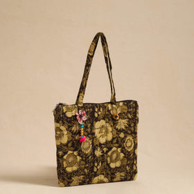 Black Handcrafted Quilted Cotton Hand Bag