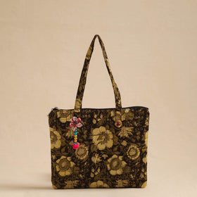 Black Handcrafted Quilted Cotton Hand Bag