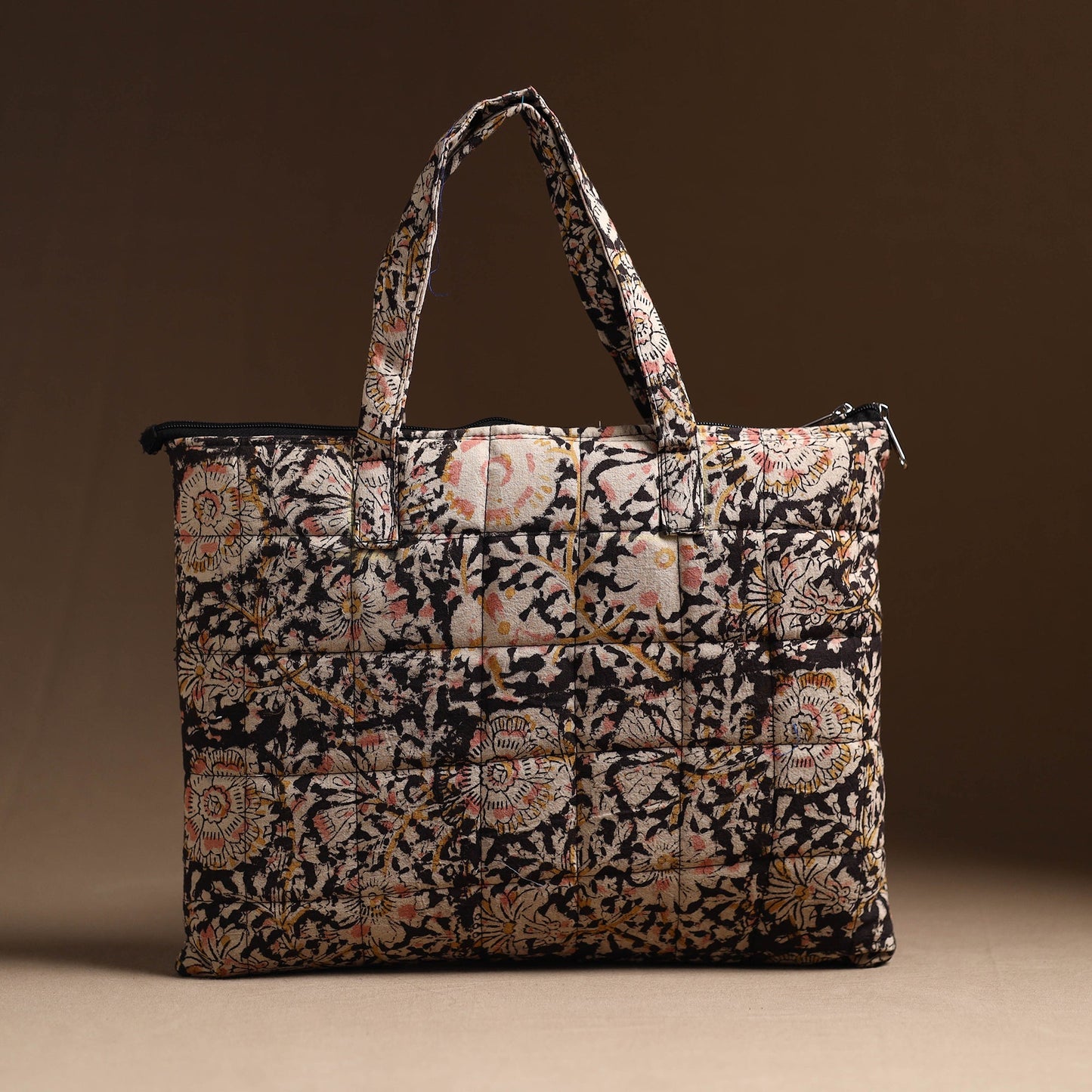 Black Handcrafted Quilted Cotton Hand Bag 34