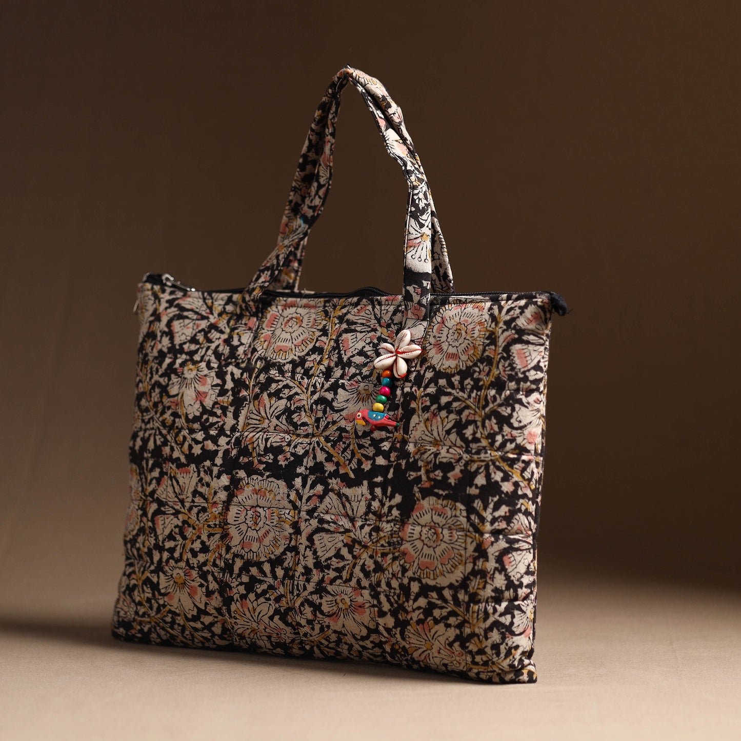 Black Handcrafted Quilted Cotton Hand Bag 34