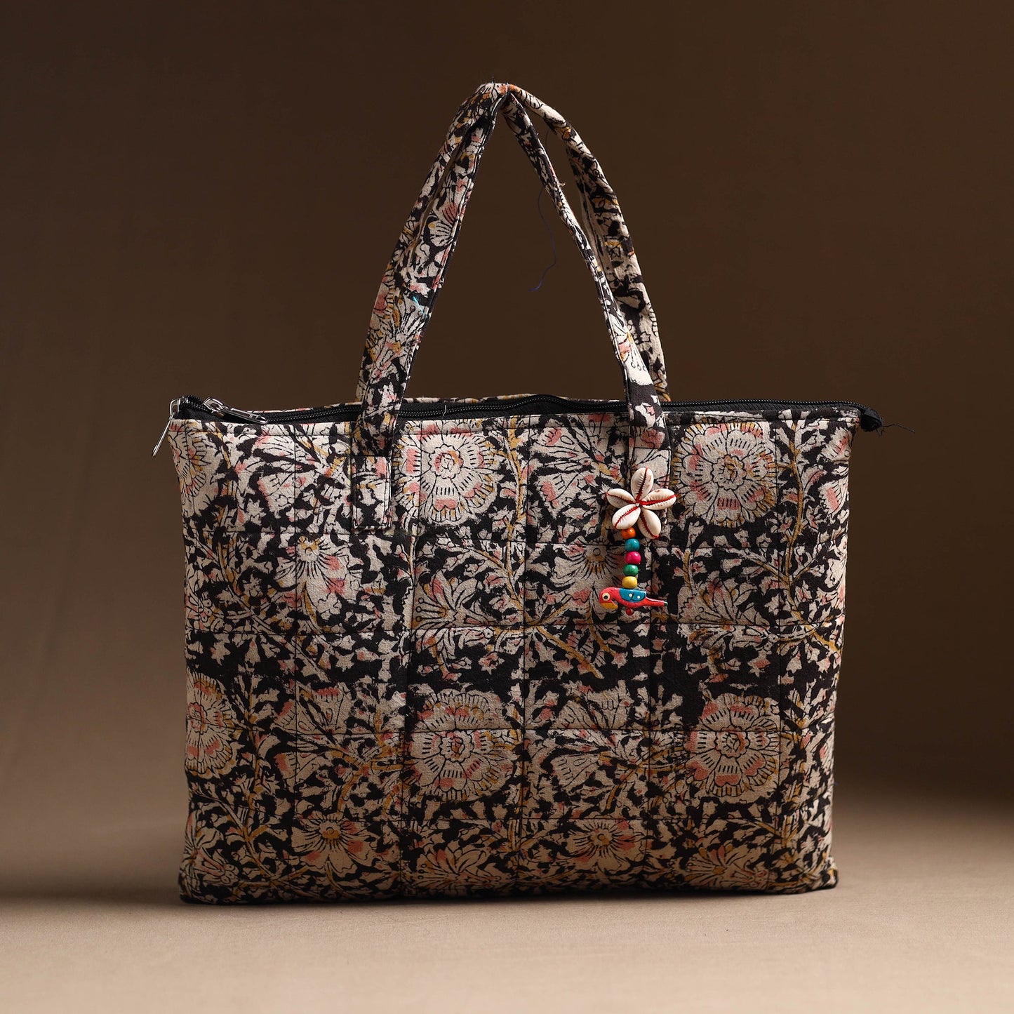 Black Handcrafted Quilted Cotton Hand Bag 34