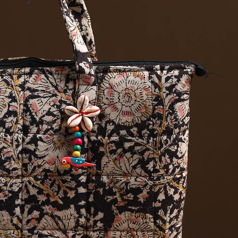 Black Handcrafted Quilted Cotton Hand Bag 34