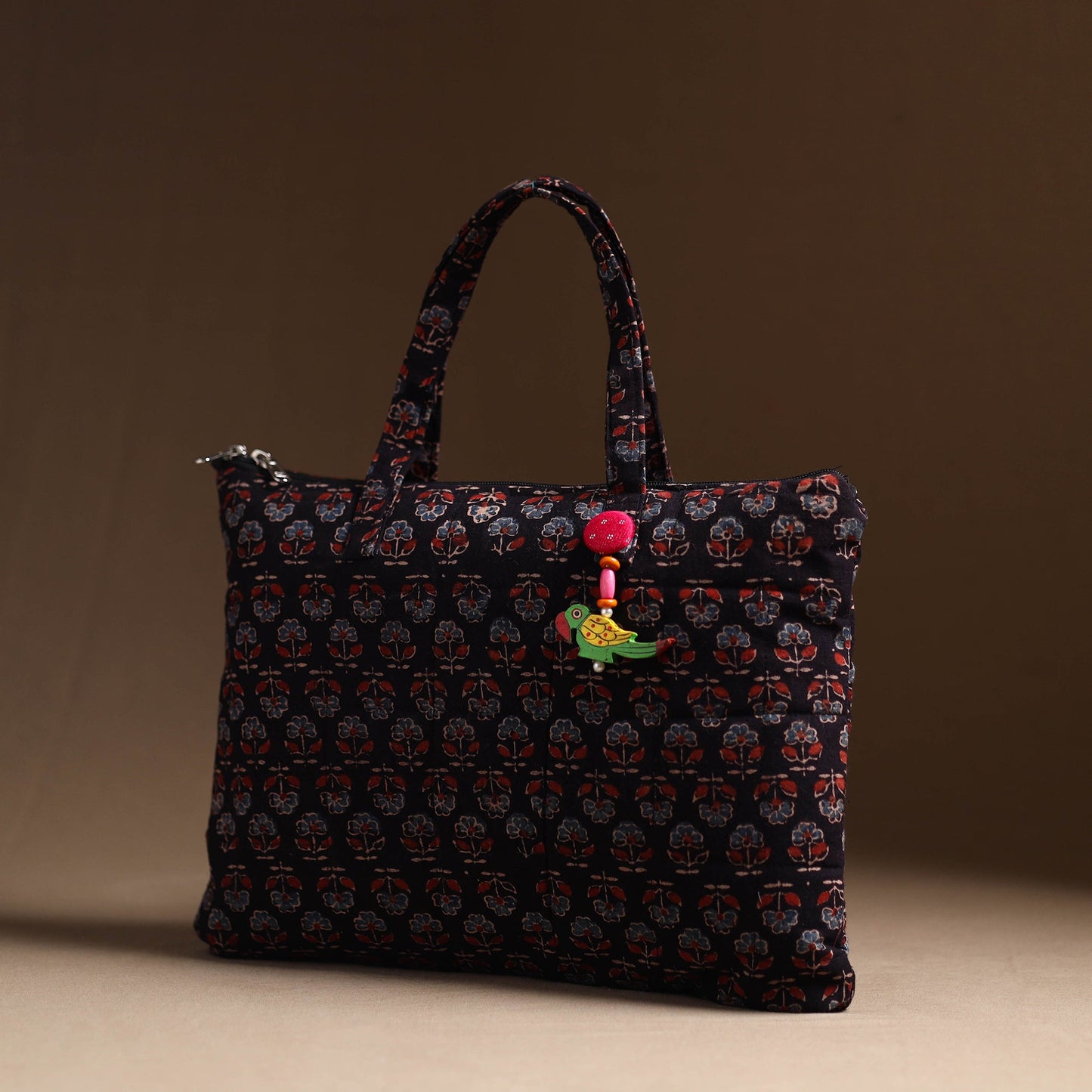 Black Handcrafted Quilted Cotton Hand Bag 17