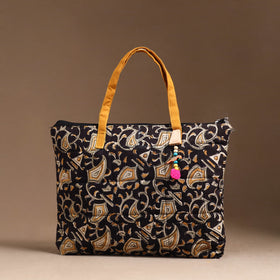 Black Handcrafted Quilted Cotton Hand Bag 24