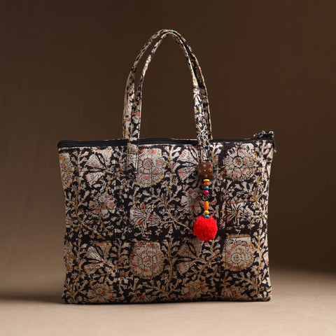 Black Handcrafted Quilted Cotton Hand Bag 25