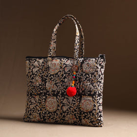 Black Handcrafted Quilted Cotton Hand Bag 25