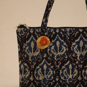 Black Handcrafted Quilted Cotton Hand Bag