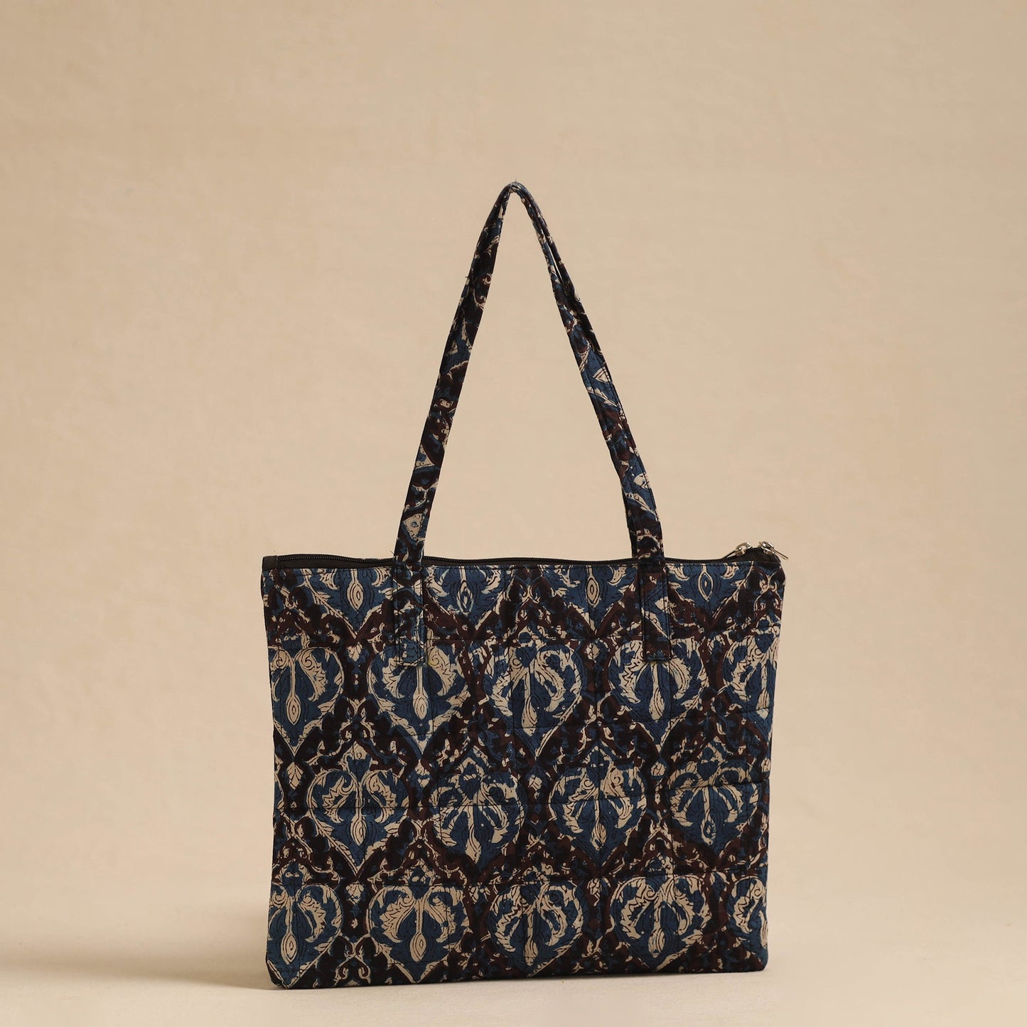 Black Handcrafted Quilted Cotton Hand Bag