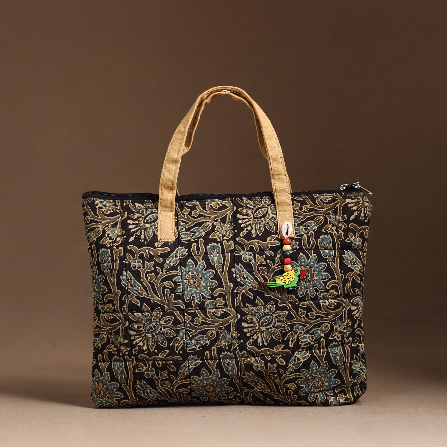 Black Handcrafted Quilted Cotton Hand Bag 32