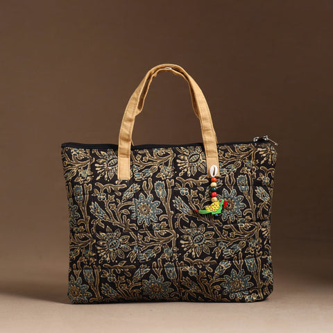 Black Handcrafted Quilted Cotton Hand Bag 32