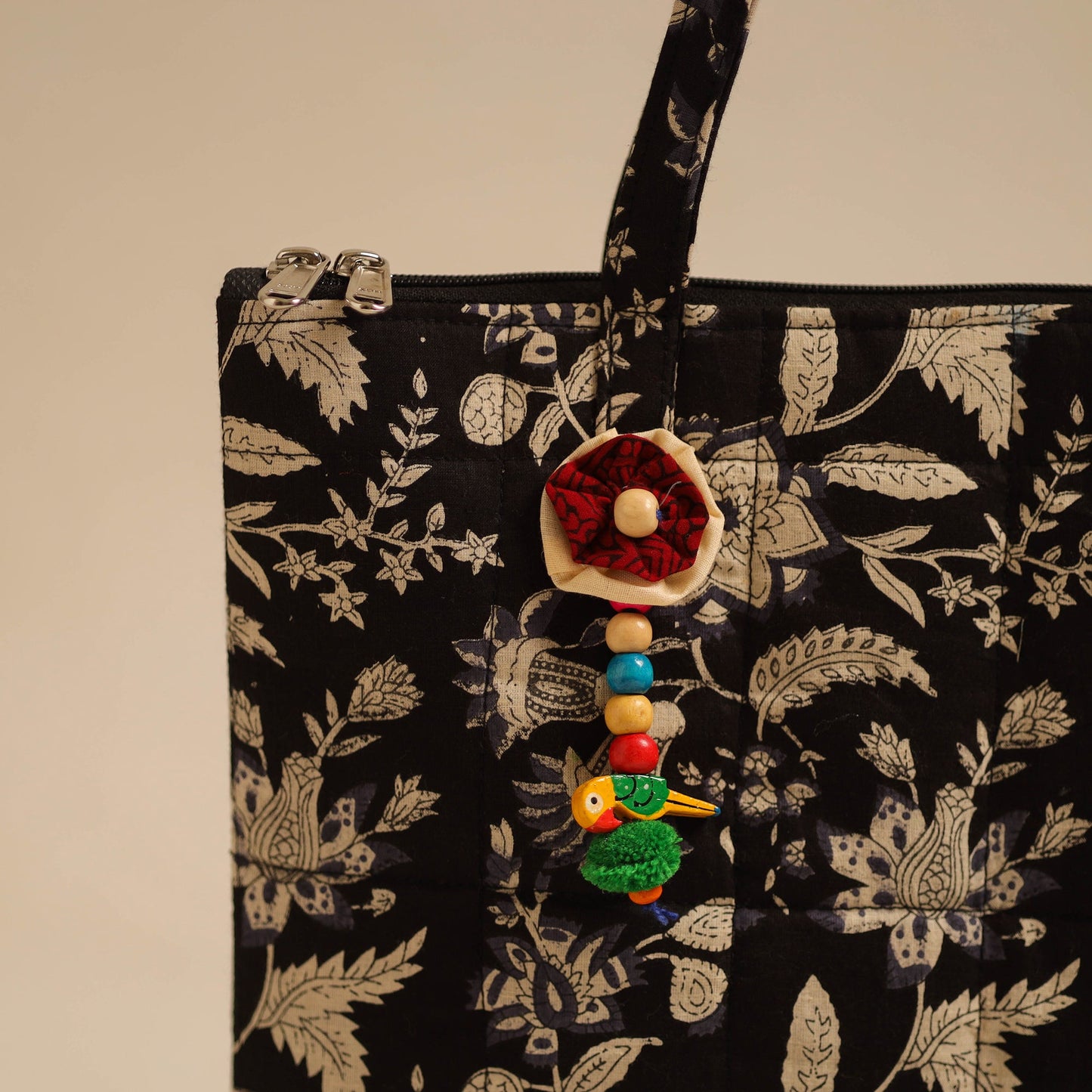  Black Handcrafted Quilted Cotton Hand Bag