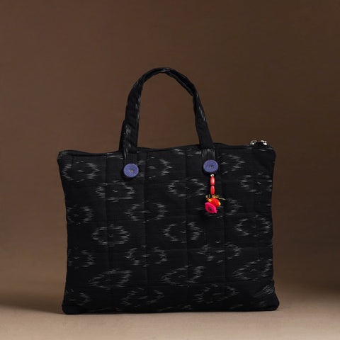 Black Handcrafted Quilted Cotton Hand Bag 61