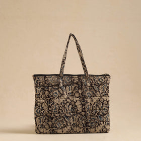 Black Handcrafted Quilted Cotton Hand Bag