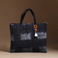Black Handcrafted Quilted Cotton Hand Bag 78