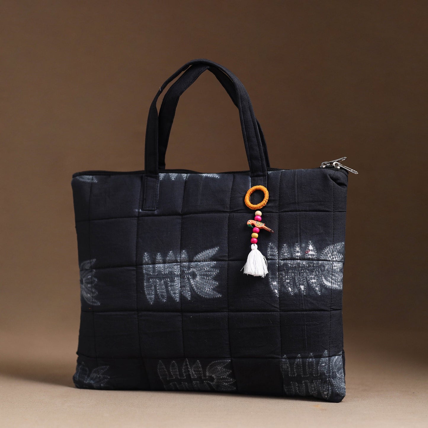 Black Handcrafted Quilted Cotton Hand Bag 78